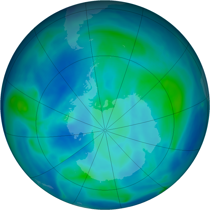 Antarctic ozone map for 06 March 2007